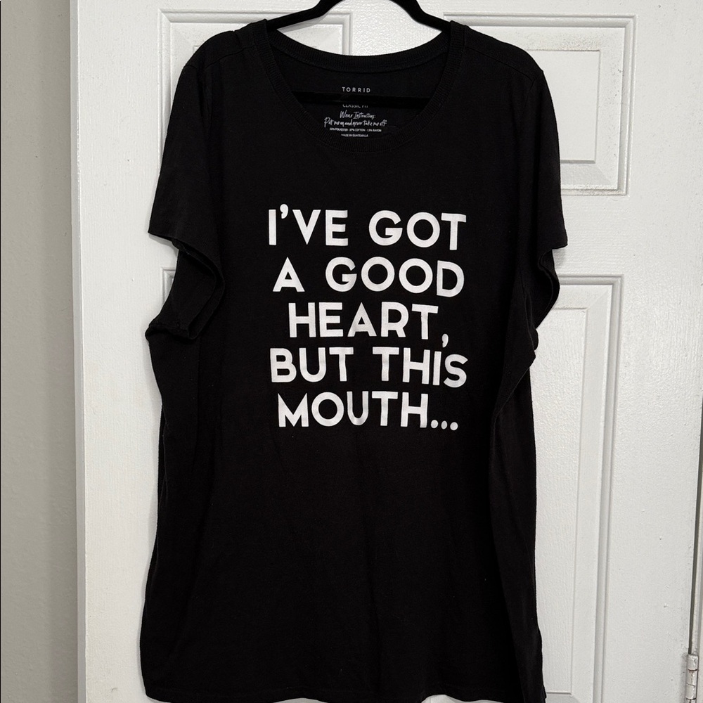 Torrid Black Tee with White Bold Text
